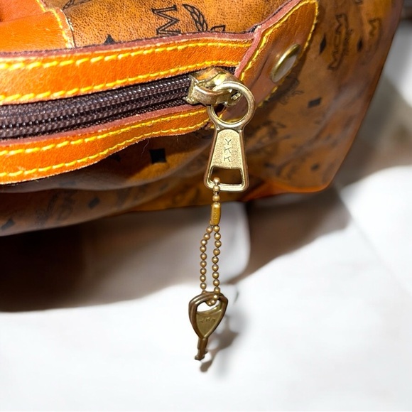 MCM Cognac Visetos Logo Weekender Bag with 2 Keys and COA - Picture 5 of 14